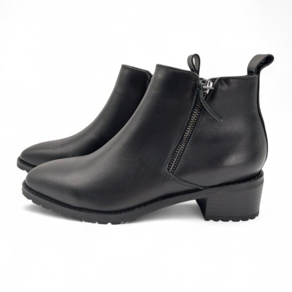 Blondo Waterproof Samara Women's Size 7.5 M Black Leather Block Heel Ankle Boots - Picture 3 of 13